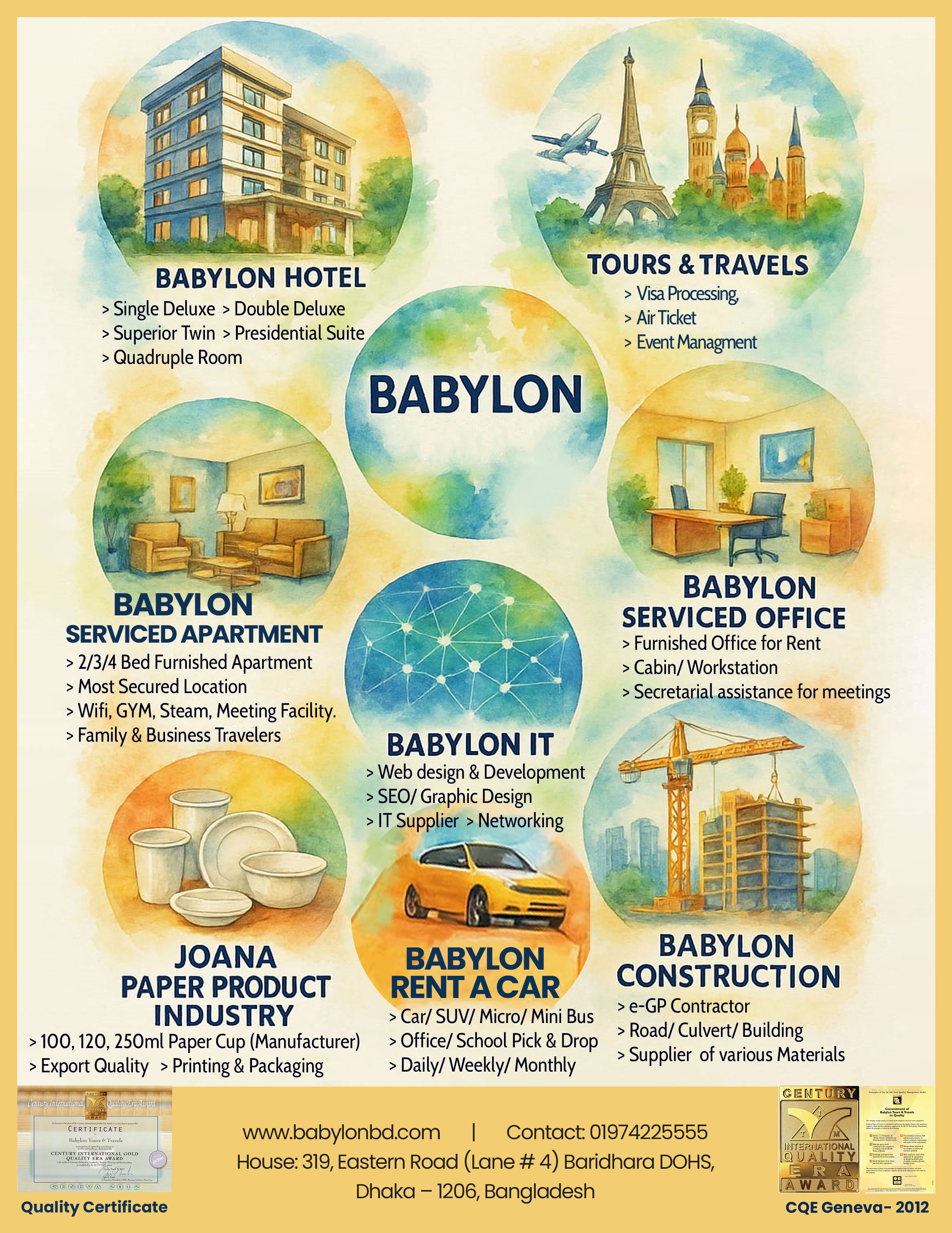Babylon Sister Concerns - Hotel, Serviced Apartments, Car Rental, Construction, Business Consultancy, Serviced Office, Paper Products